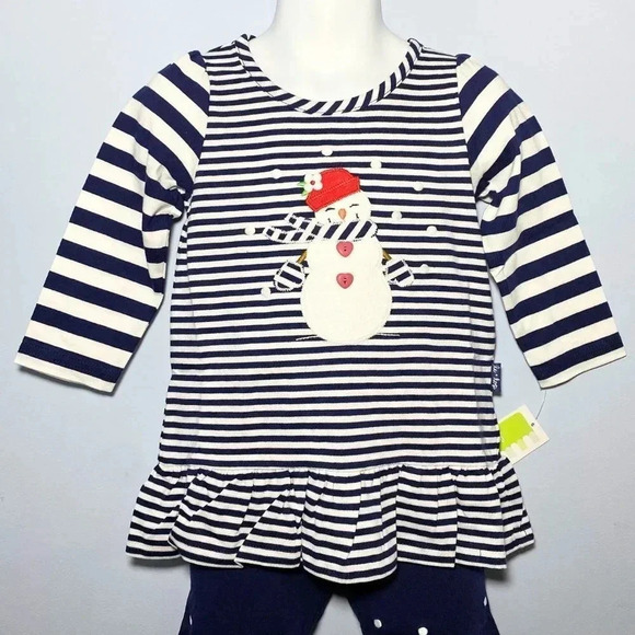 Le Top Boutique Toddler Girls Snowman Holiday Top & Pants Outfit Set Sz 24M NWT - Picture 2 of 9